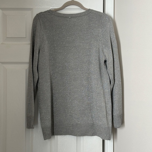 Avenue Metallic Silver Crewneck Sweater Size14/16 Plus Holiday - Picture 2 of 7